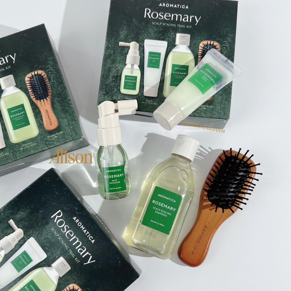 Bộ Sản Phẩm Chăm Sóc Tóc Aromatica Rosemary Scalp Scaling Trial Kit 4 món 